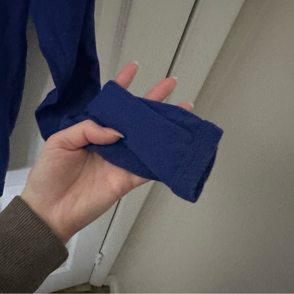 Blue 1/4 Button Long Sleeve Shirt - Picture 4 of 5